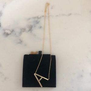new never worn Asymmetric ‘A’ gold vermeil silver stamped 925 necklace